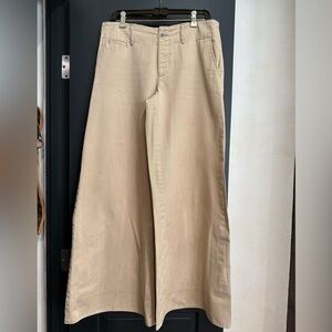 Ralph Lauren distressed khaki wide leg cotton pants